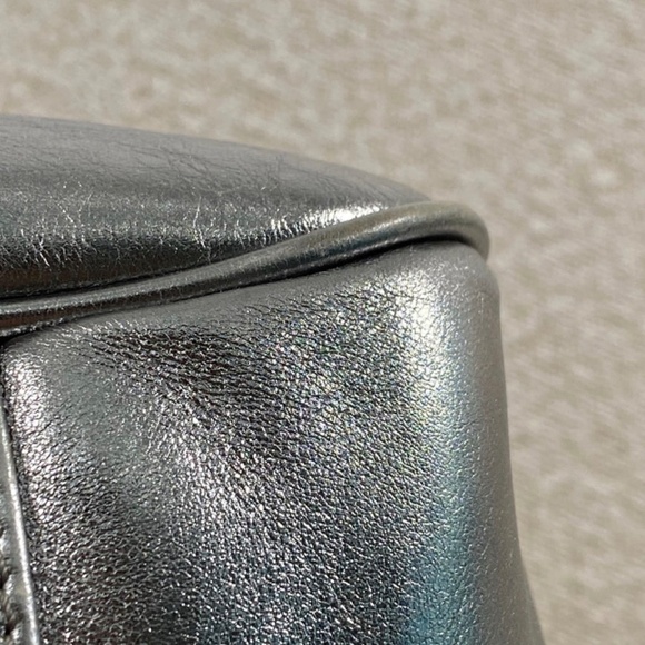 Authentic Pre-Owned Burberry Silver Leather Extra Large Ribbed Motorcycle Bag - Picture 9 of 16